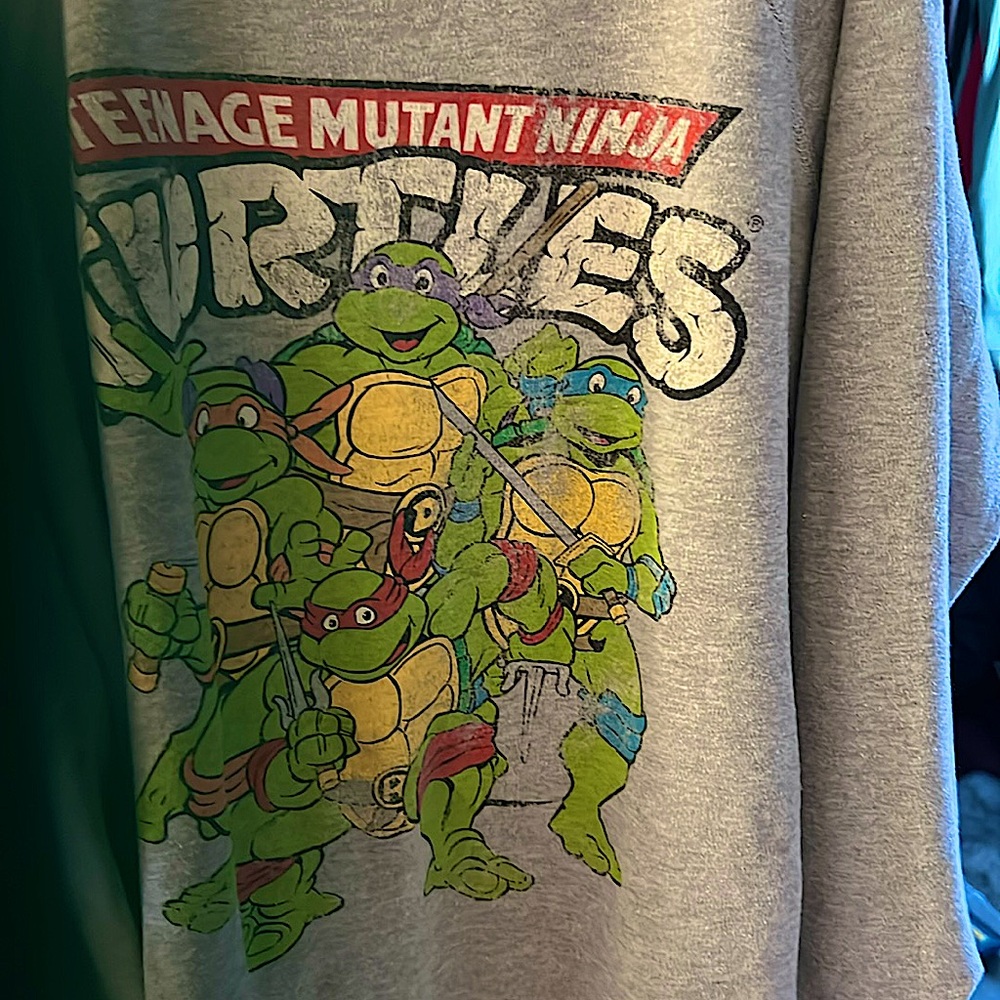 Teenage Mutant Ninja Turtles Green Juniors Sweatshirt Reversible size L 12/14